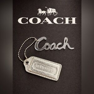 Coach Poppy Hang Tag Set Acrylic Logo Charm Metallic Leather hang Tag